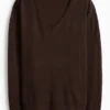 V-neck jumper dark brown