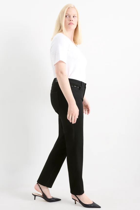 Straight jeans - mid-rise waist - LYCRAÂ® black