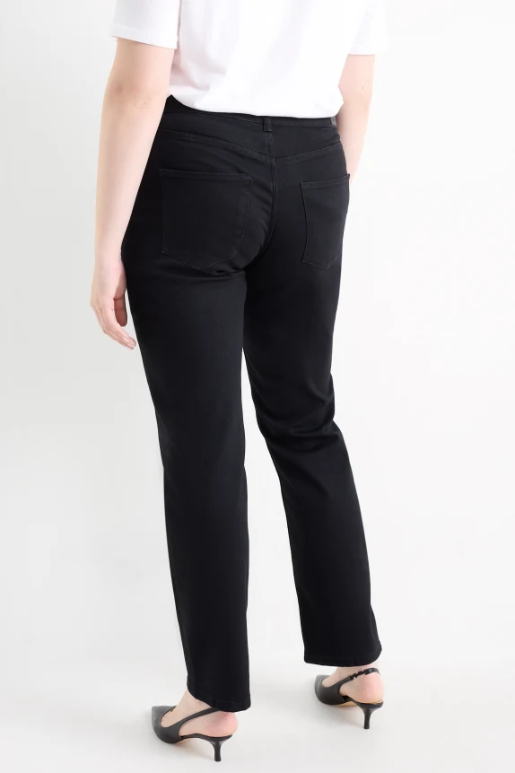 Straight jeans - mid-rise waist - LYCRAÂ® black