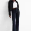 Flared jeans with belt - high waist - LYCRAÂ® denim-dark blue