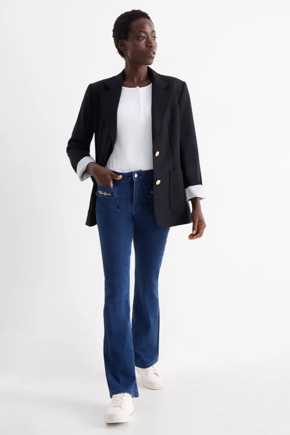 Bootcut jeans - mid-rise waist blue denim