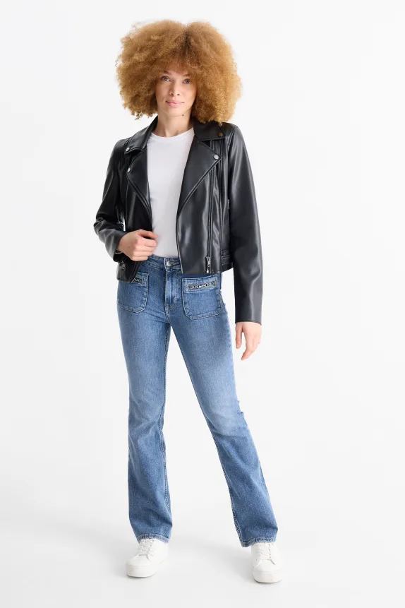 Bootcut jeans - mid-rise waist blue denim