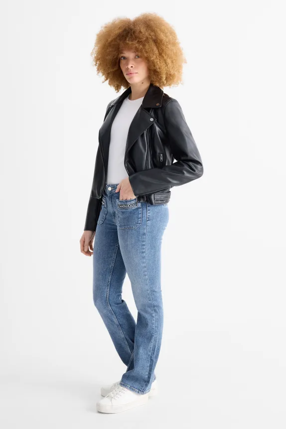 Bootcut jeans - mid-rise waist blue denim