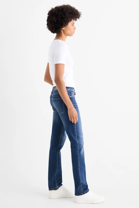 Straight jeans - mid-rise waist - LYCRAÂ® blue denim