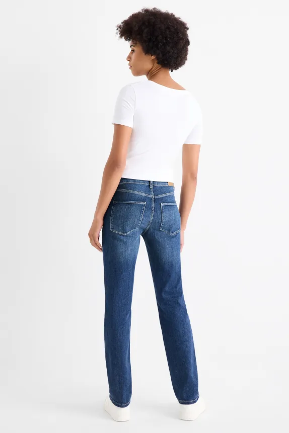 Straight jeans - mid-rise waist - LYCRAÂ® blue denim