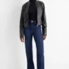 Flared jeans - high waist denim-dark blue