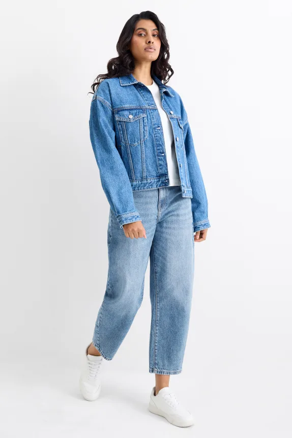Barrel jeans - high waist blue denim