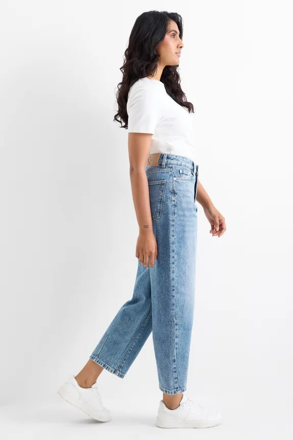 Barrel jeans - high waist blue denim