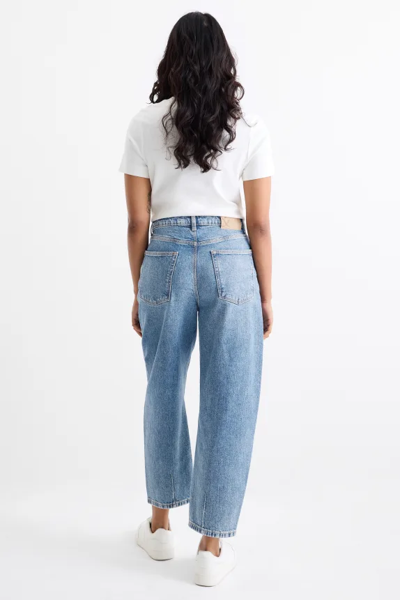 Barrel jeans - high waist blue denim