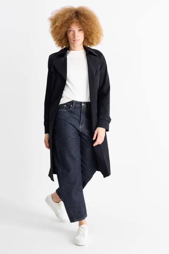 Barrel jeans - high waist denim-dark blue