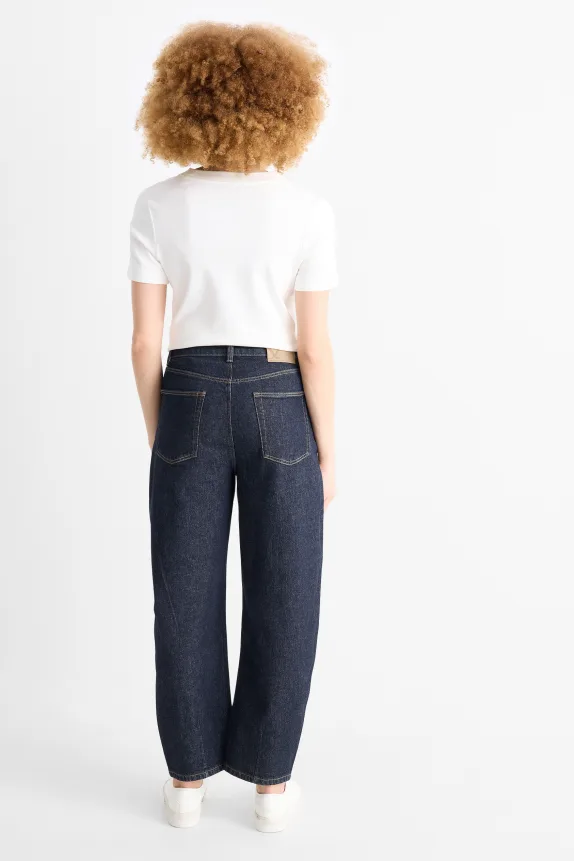 Barrel jeans - high waist denim-dark blue
