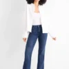 Flared jeans - mid-rise waist blue denim