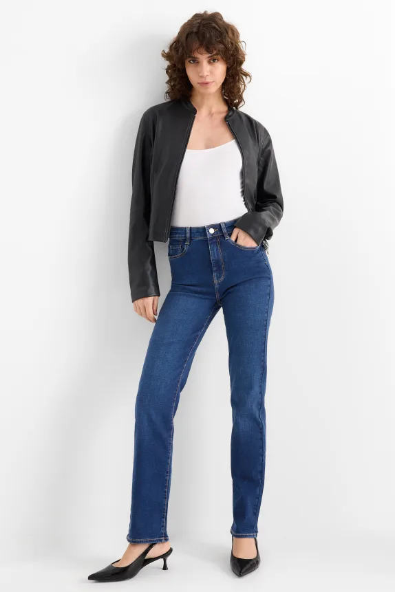 Straight jeans - high waist - LYCRAÂ® denim-dark blue