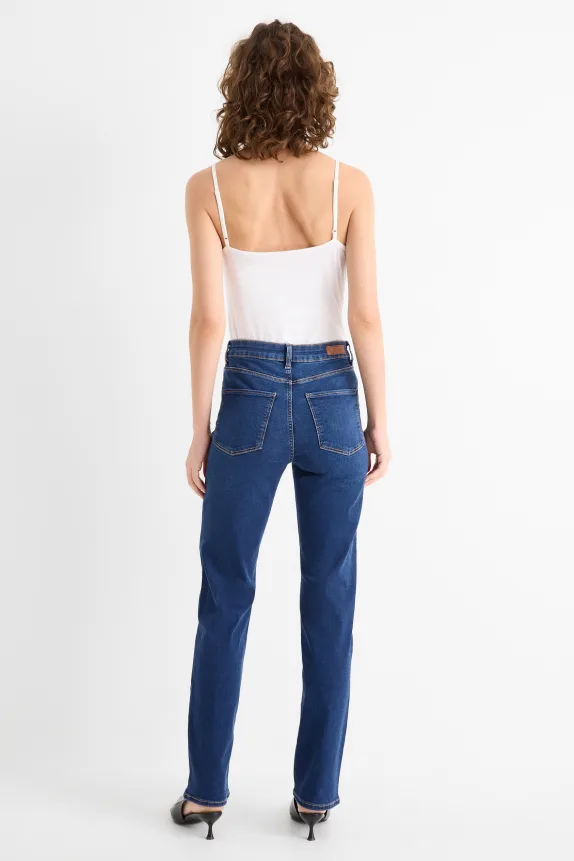 Straight jeans - high waist - LYCRAÂ® denim-dark blue