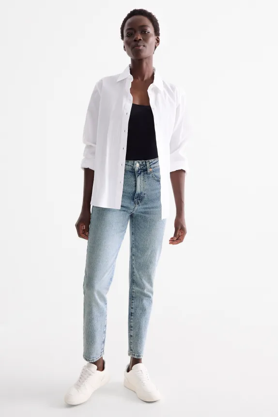 Mom jeans - high waist - LYCRAÂ® denim-light blue