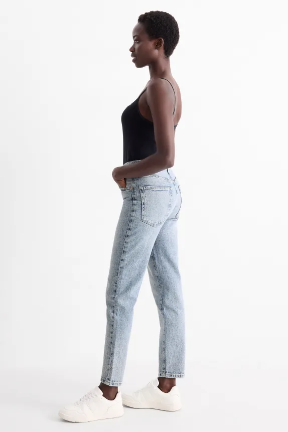 Mom jeans - high waist - LYCRAÂ® denim-light blue