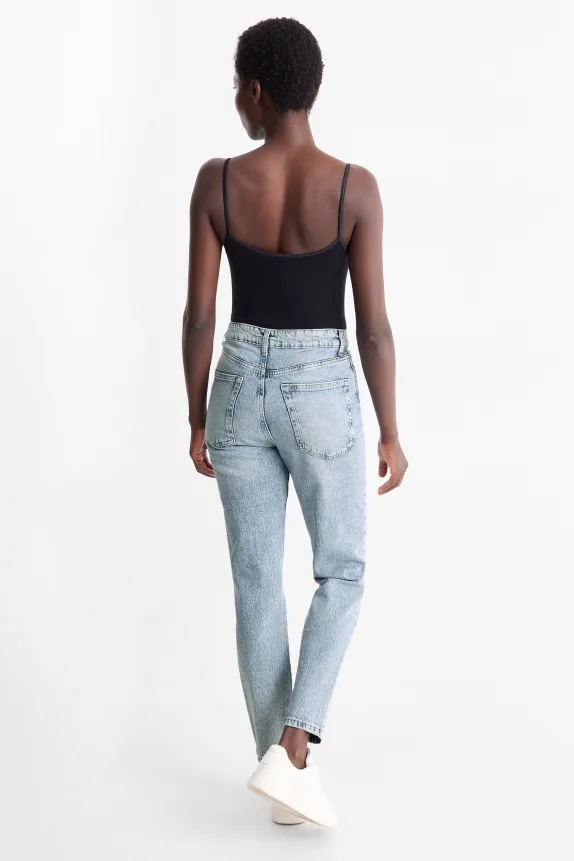 Mom jeans - high waist - LYCRAÂ® denim-light blue