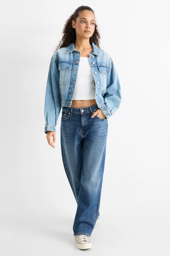 Baggy jeans - mid-rise waist blue denim