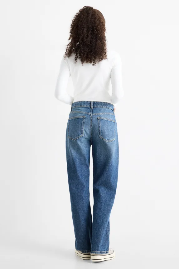 Baggy jeans - mid-rise waist blue denim