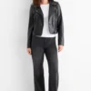 Wide leg jeans - high waist denim-dark gray