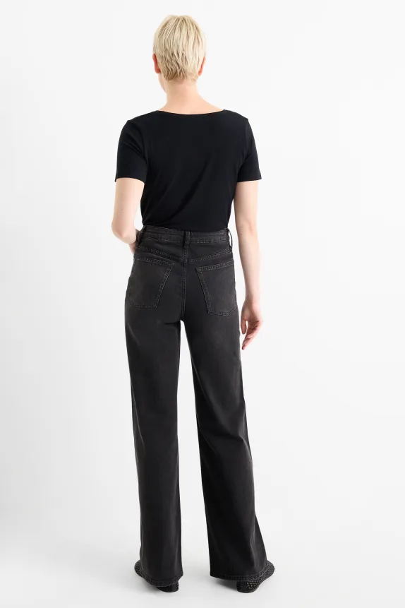 Wide leg jeans - high waist black