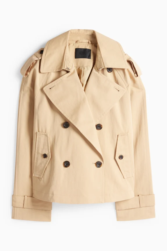 Cropped trench coat beige