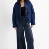 Wide leg jeans - high waist denim-dark blue