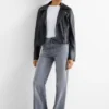 Wide leg jeans - mid-rise waist denim-gray