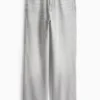 Wide leg jeans - high waist denim-light gray