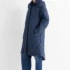 Quilted coat with hood dark blue