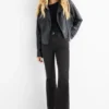 Flared jeans - mid-rise waist denim-dark gray