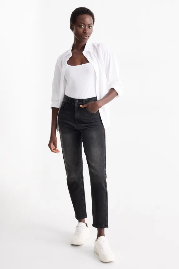 Mom jeans - high waist - LYCRAÂ® denim-dark gray