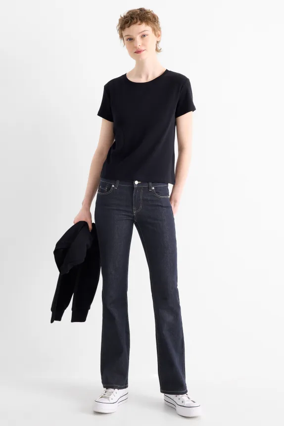 Bootcut jeans - low-rise waist denim-dark blue
