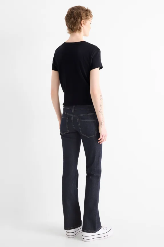 Bootcut jeans - low-rise waist denim-dark blue