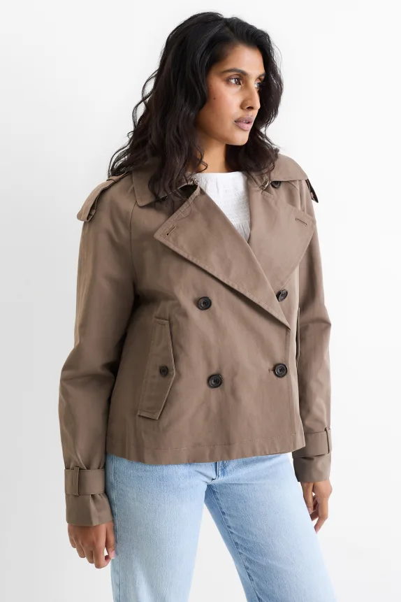 Cropped trench coat taupe