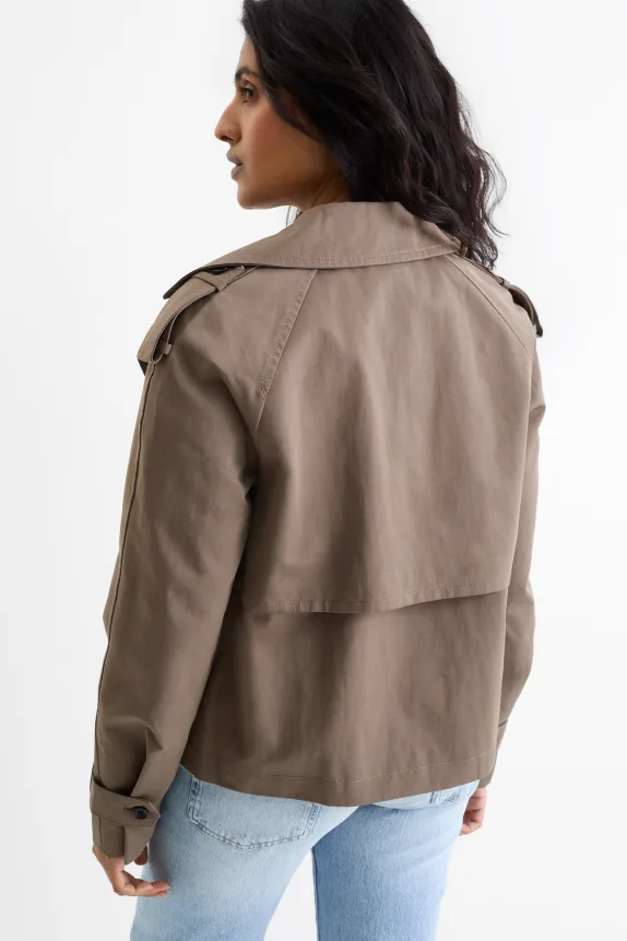 Cropped trench coat taupe