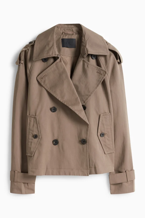 Cropped trench coat taupe