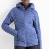 Quilted track jacket with hood blue