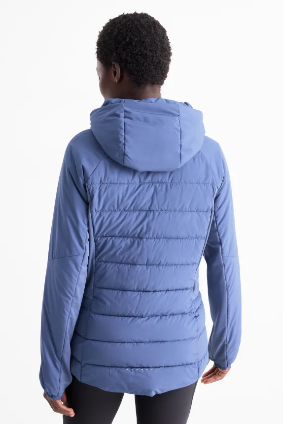 Quilted track jacket with hood blue