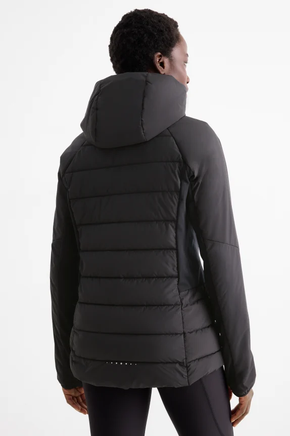 Quilted track jacket with hood black