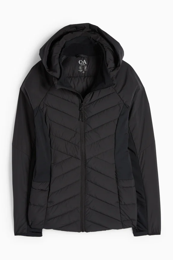 Quilted track jacket with hood black