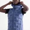 Technical quilted gilet with hood blue