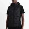 Technical quilted gilet with hood black
