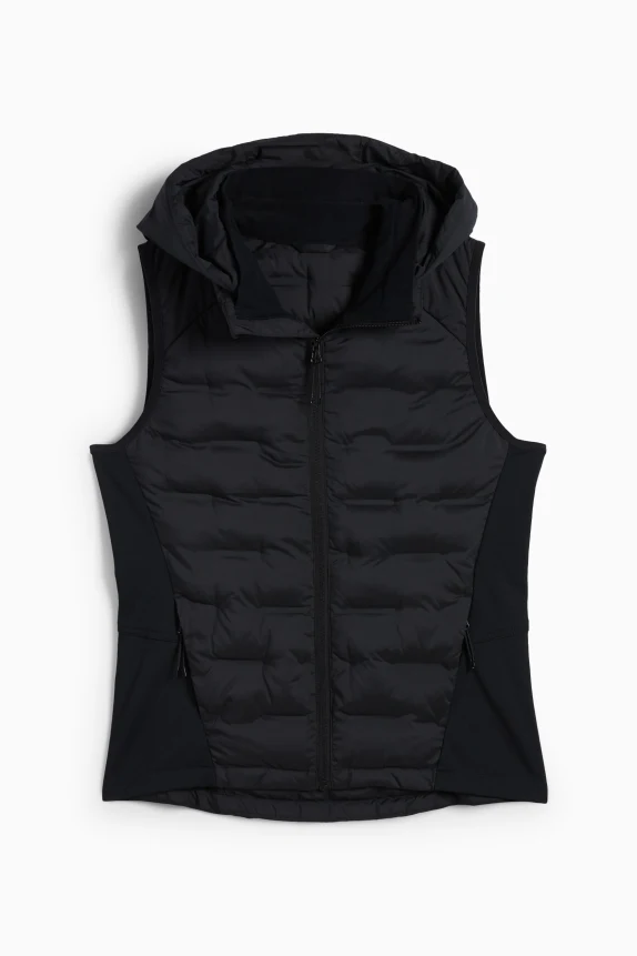 Technical quilted gilet with hood black