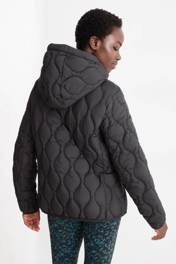 Quilted jacket with hood black