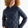 Quilted jacket with hood dark blue