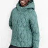 Quilted jacket with hood petrol