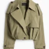 Cropped trench coat green