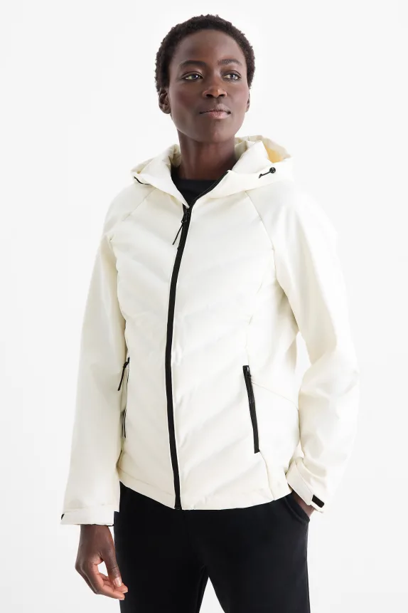Technical thermal jacket with hood - water-repellent cremewhite