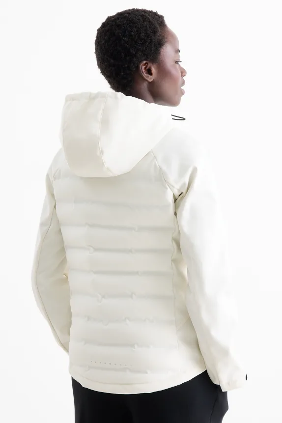 Technical thermal jacket with hood - water-repellent cremewhite
